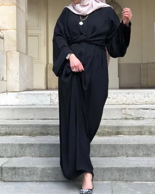 Black Уникальные женские мусульманские платья марокканский кафтан арабское платье с бантом abaya поддельные две части длинные серые женские фиолетовые большие размеры Осень Весна вечернее платье Турецкий - Цвет: Black