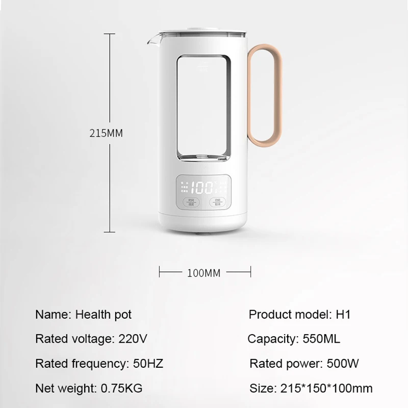 

550ml Electric Kettle Smart Health Preserving Pot Tea Maker Glass Boiled Tea Pot Thermal Kettle Portable Boiling Cup 220V