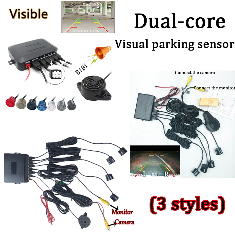 POISECAR автомобильные парковки видимая Сенсор 4 видео Системы из-за цветопередачи монитора грузовик выпуклое зеркало безопасный парктроник Системы автомобильный детектор 3 вида стилей