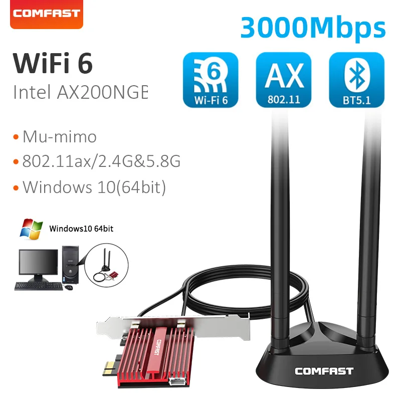 3000 / PCIe wi-fi 6  wi-fi  AX200  Win 10 802.11ac/ax Bluetooth 5, 1     wi-fi