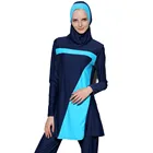 Burkini с длинными рукавами мусульманская одежда для плавания Женская Лоскутная цветная хиджаб Maillot de bain femme купальный костюм мусульманская одежда для плавания