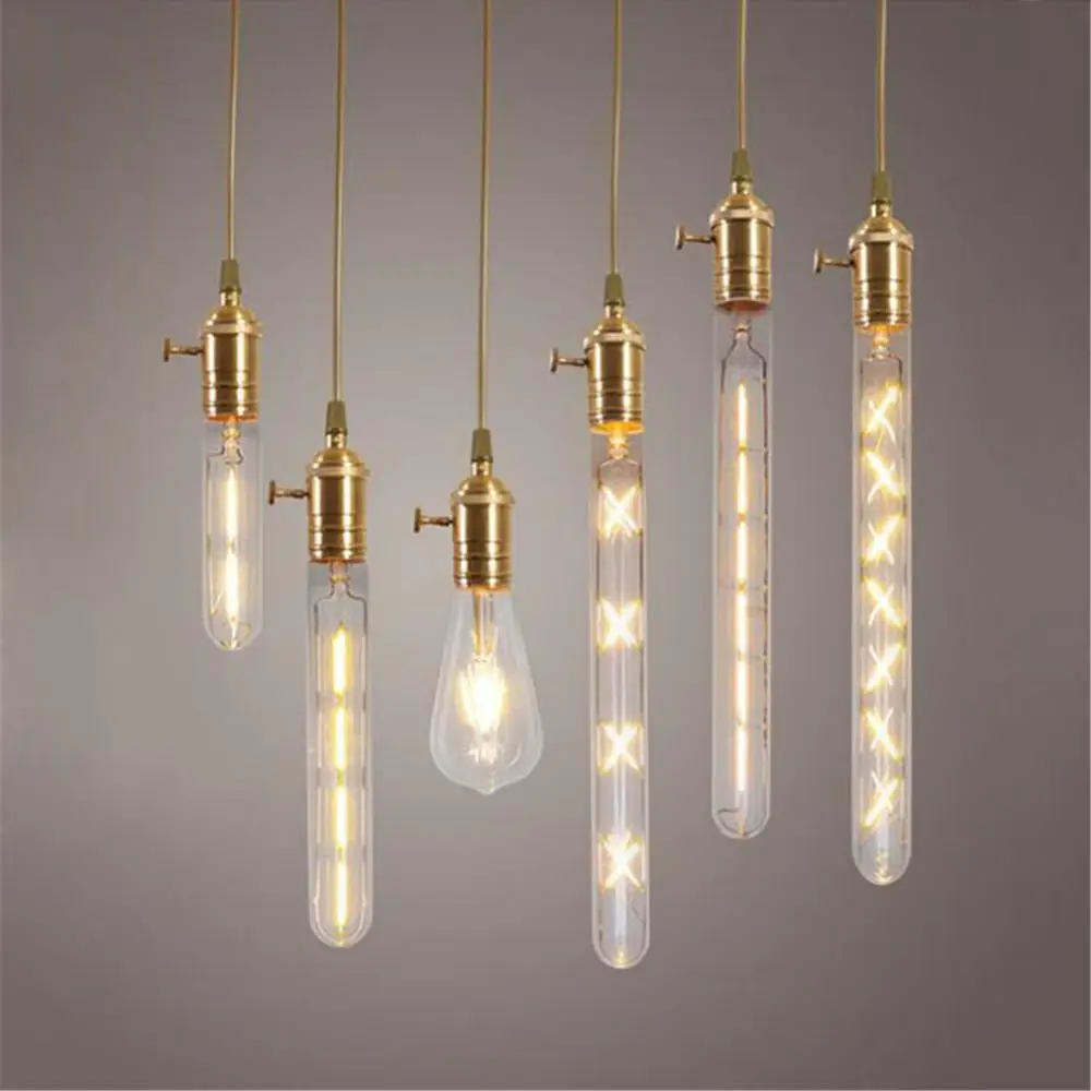 Винтажная Светодиодная лампа накаливания Edison E27 декоративная длинсветильник