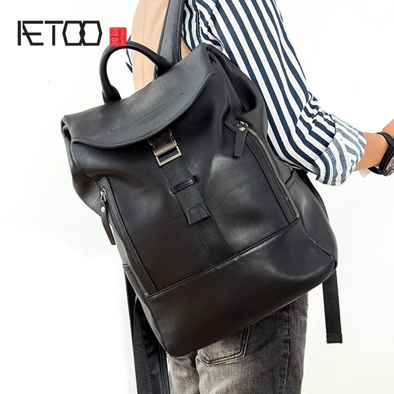 Мужской кожаный рюкзак AETOO модная индивидуализированная спортивная сумка с