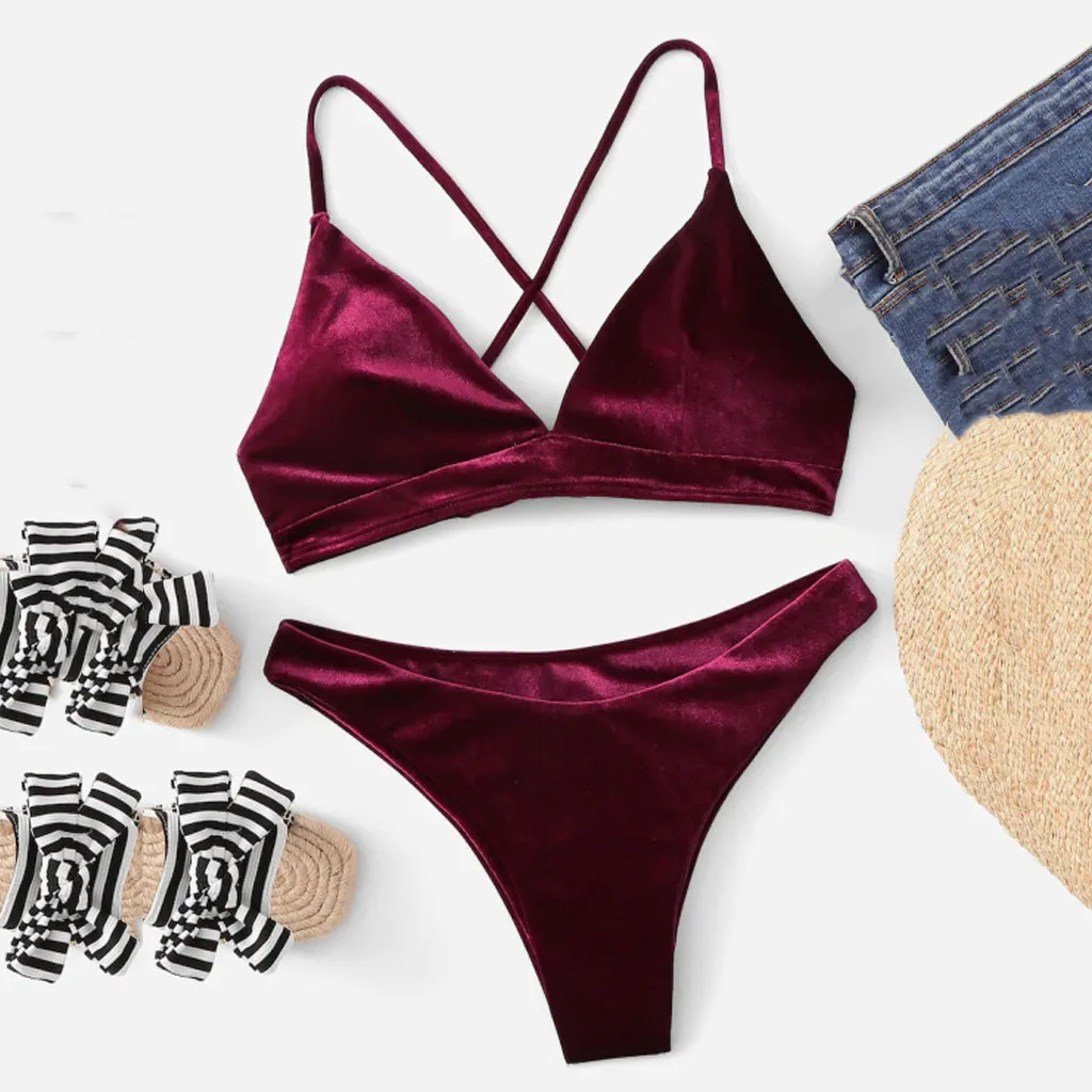 Сексуальные бикини для женщин 2020 микро набор пуш ап бархат две части купальник
