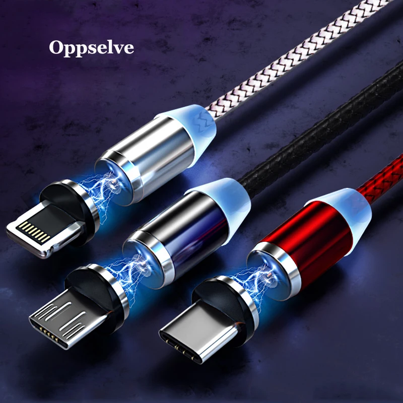 Магнитный usb кабель для iPhone 11 X Samsung S10 S9 Type C зарядный передачи данных Micro USB
