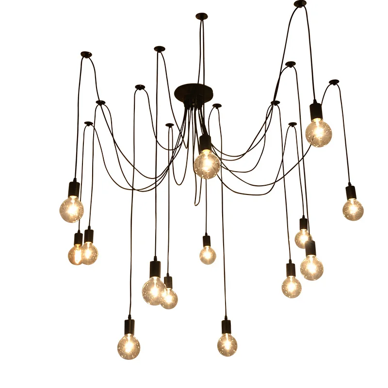 Люстра Black Spider Nordic Vintage Loft decor E27 светильник паук потолочный подвесной | Освещение