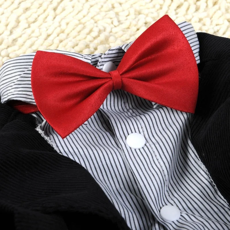 

Stylish Wedding Pet Clothes Teddy Bichon Red Bow Tie Tuxedo Suit Dress Dog Gentleman Suit Small Dog Clothes Costume Puppy