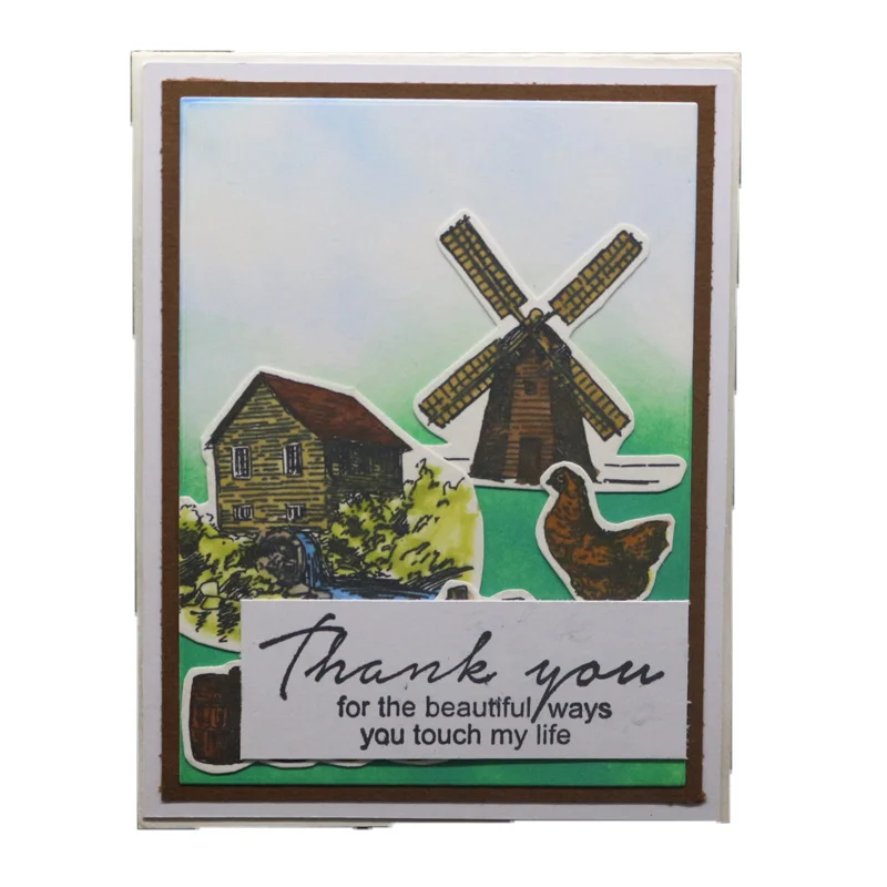 

Rural Life Windmill Clear Stamps For DIY Scrapbooking Decorative Card Making Craft Fun Decoration Supplies Village Waterwheel