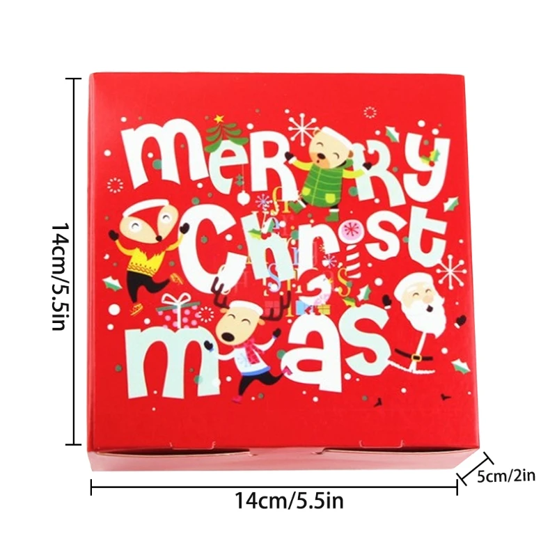 

10Pcs Merry Christmas Cookie Gift Treat Boxes Cartoon Santa Square Package Case