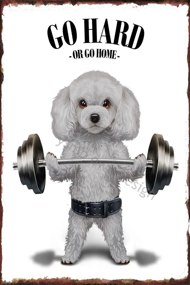 

Жестяные тарелки в виде пуделя, собаки, тяжелая атлетика, Настенный декор, Ретро винтажный металлический знак, жестяной знак для искусства, ...