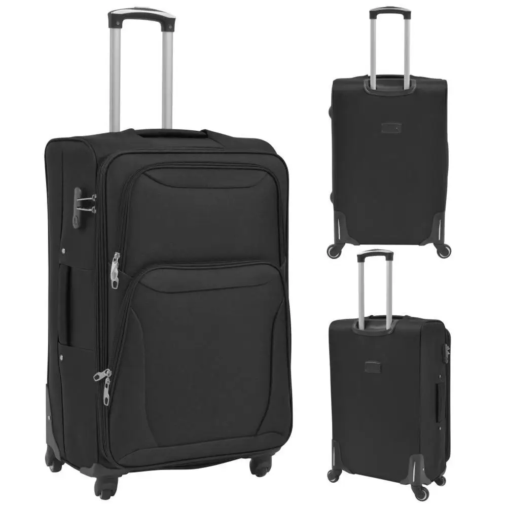 【USA Warehouse】3 Piece Soft Case Trolley Set Black