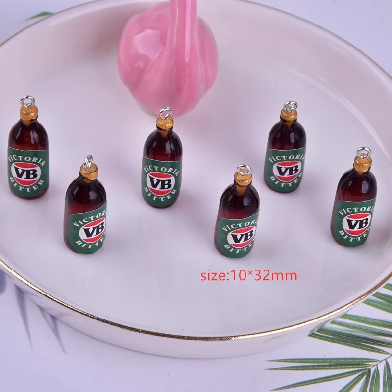 10 шт./упак. 3D VB подвеска в виде бутылки пива из смолы серьги брелок ювелирные