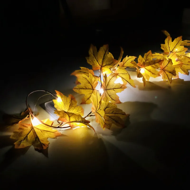 

Maple Leaf LED String Lights Thanksgiving Leds Light for Window Indoor Decoration Battery Power Outdoor Halloween Ornament Luces