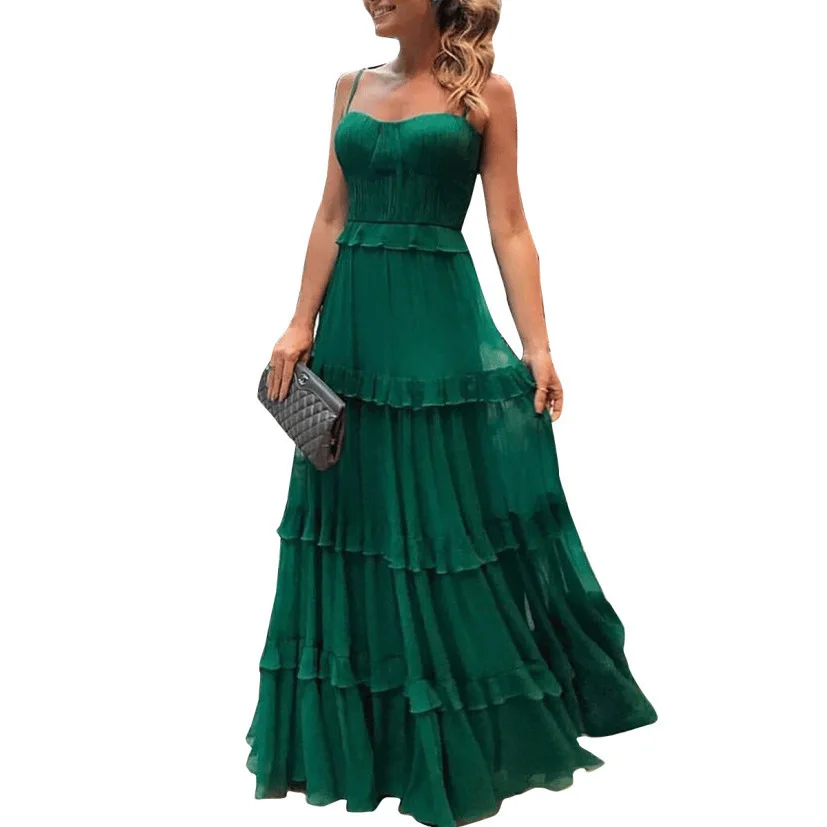 

2021 Summer Fashion Sleeveless Small Hook Sling Dress Evening Dress