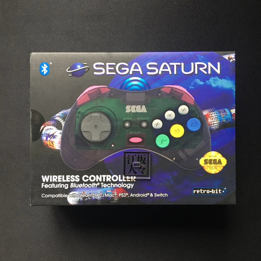 retro-bit SEGA Saturn® 8-Button Arcade Pad 2.4GHz Wireless State Grey Bluetooth