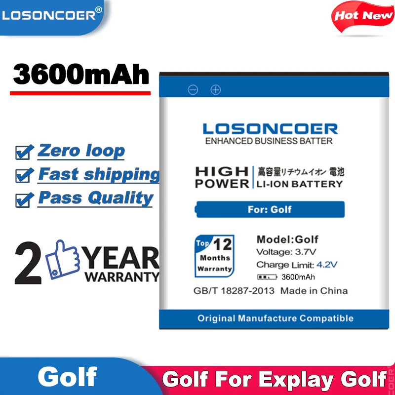 LOSONCOER 3600 мАч гольф высокое качество батарея для Explay Golf Замена литий-ионный