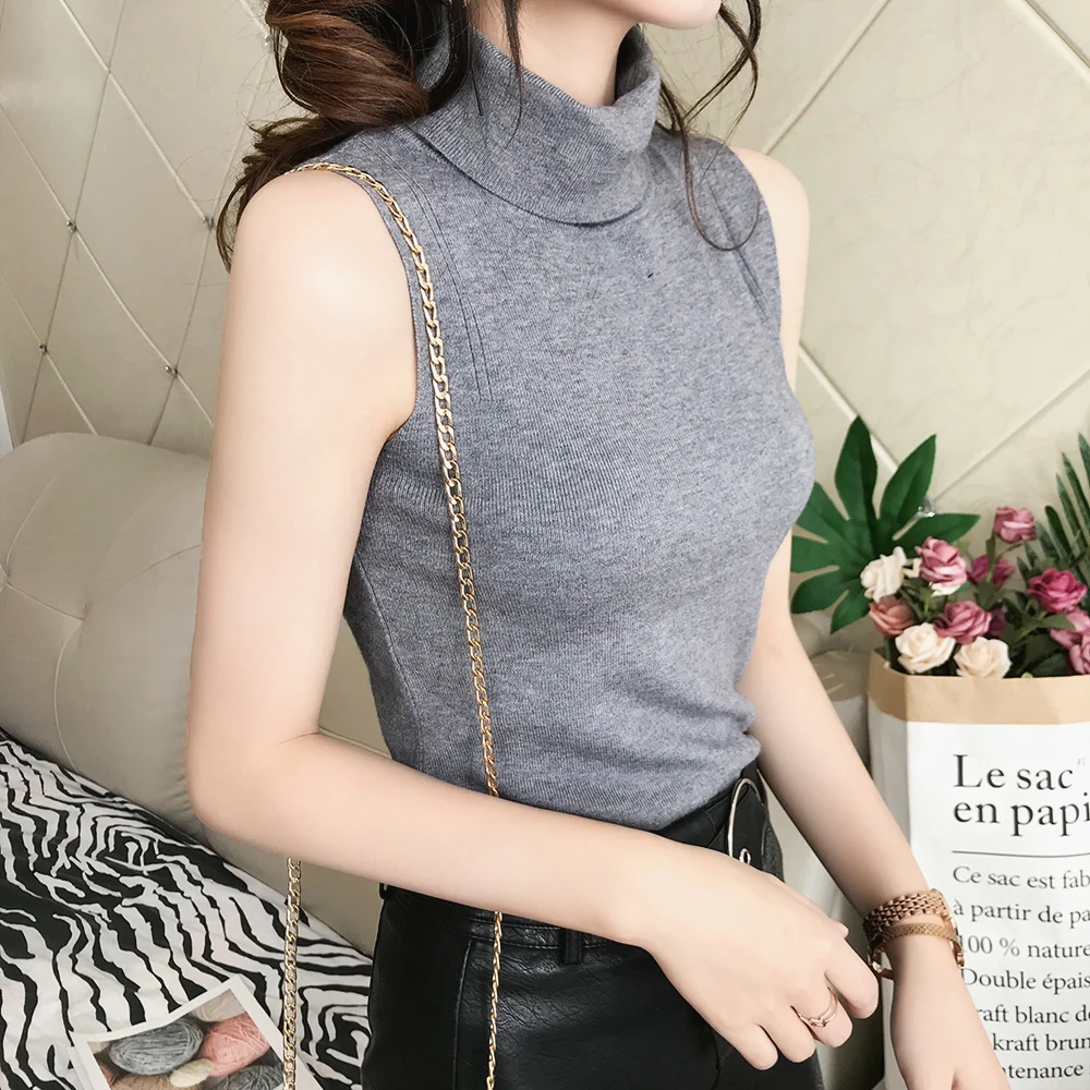 2019 Новый Модный женский трикотажный однотонный вязаный жилет без рукавов с