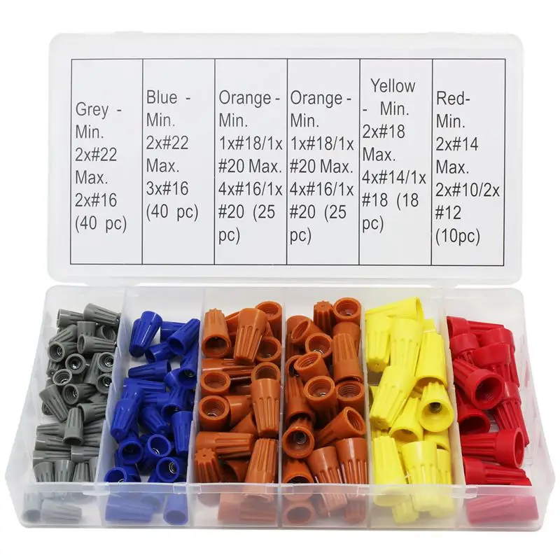 HTHL 158Pcs 5 цветов Электрический провод соединитель Twist On Винтовые клеммы Пружинные вставленные гайки и