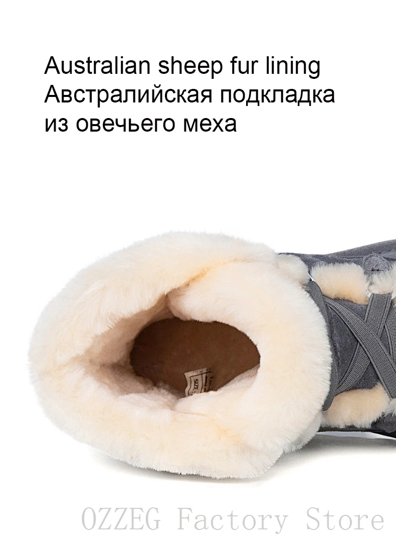 OZZEG/Роскошные брендовые дизайнерские зимние ботинки женская австралийская подкладка из натуральной овечьей шерсти зимняя обувь из натуральной кожи с мехом женская обувь наивысшего качества