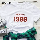 JFUNCY женская футболка на день рождения, оригинал 1988, футболка с коротким рукавом, базовая футболка для подарка на день рождения, женские свободные топы размера плюс