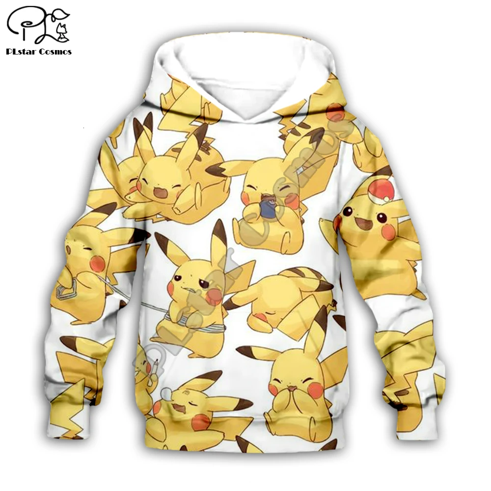 Kids set Pokemon children Hoodies 3D Printed Pikachu Tops girls baby boy Hoodie Kawaii Sweatshirt Pullover family shirts pant