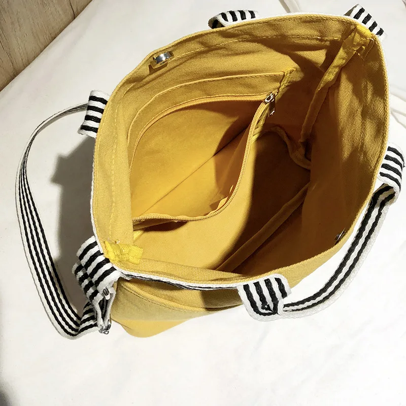 Женская Холщовая Сумка новая полосатая и печатная сумка через плечо с двумя