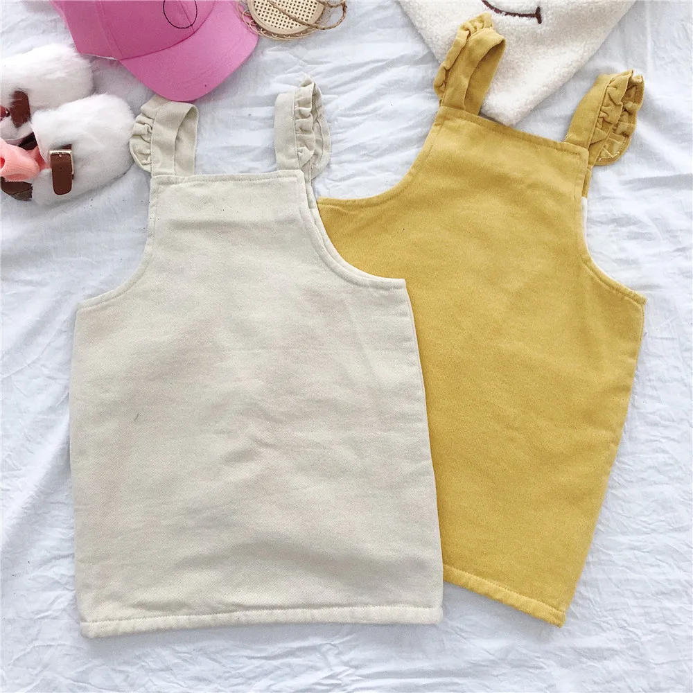 2019 г. Осеннее модное милое вельветовое платье-комбинезон для девочек однотонное