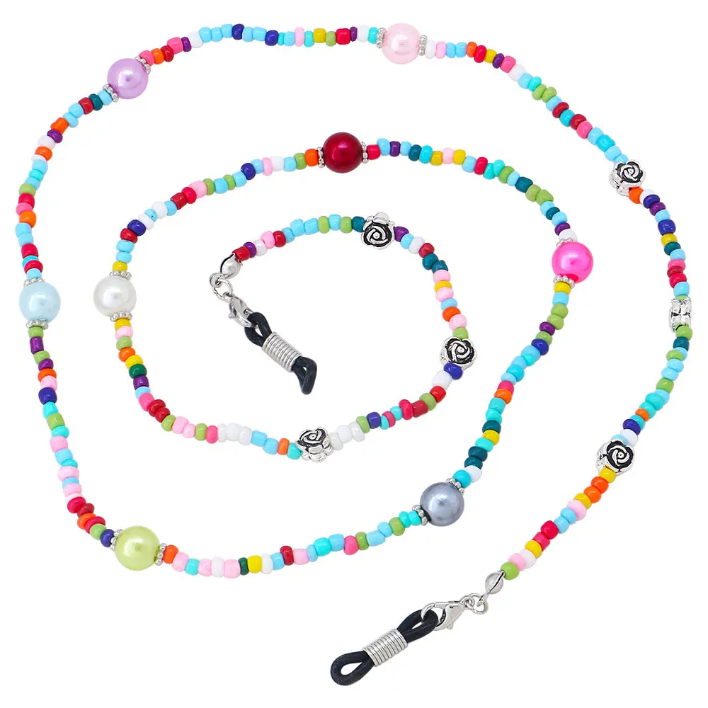 

TAI Top Multifunction Colored Beads Anti-lost Face Mask Lanyards For Kids Rose Flower Glasses Chains Mask Buckle Holder Necklace