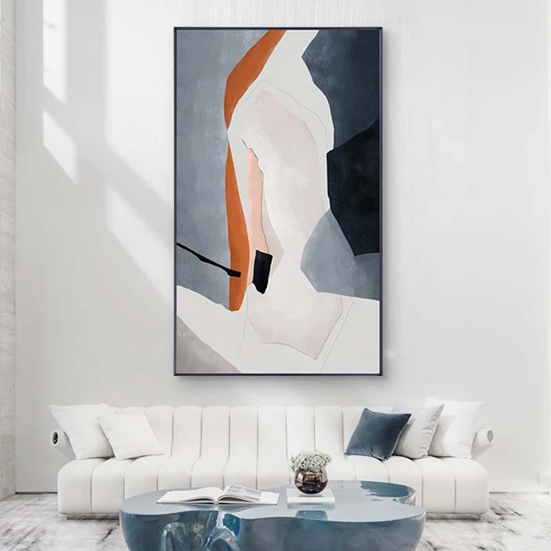 Настенные постеры в скандинавском стиле с абстрактными цветными блоками