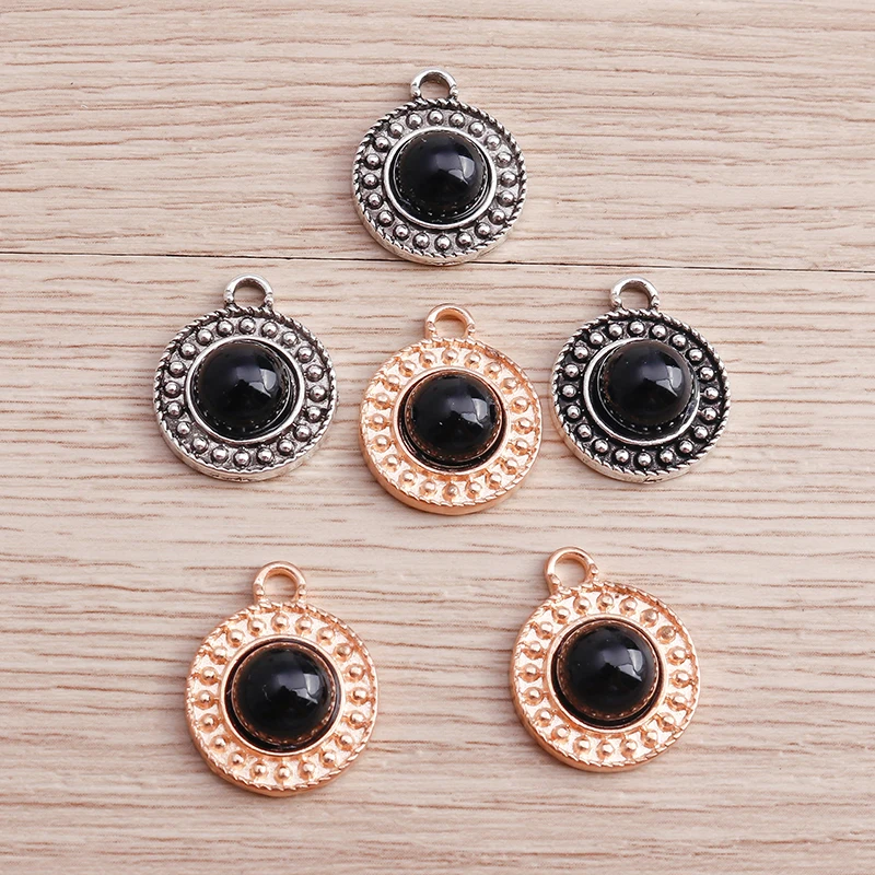 

10pcs 13*17mm 2 Colors Alloy Small Round Charms for Jewelry Making Earrings Pendants Necklaces Bracelets DIY Crafts Accessories