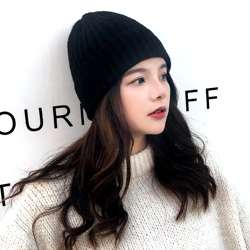 

Solid Color Wool Beanie Winter Soft Warm Knitted Hats For Women Skullies Beanies Girls Ladies Casual Cap Hat