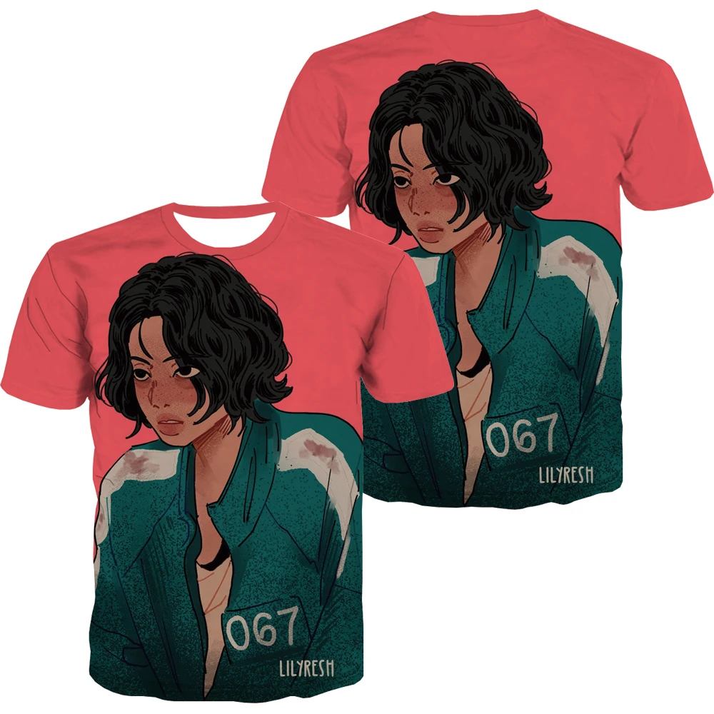 

SOMEPET Squid Game T-shirt Men Hip Hop Tshirt Printed Novel Anime Clothes Fashion Tshirts Casual Mens Clothing Punk Rock Fashion