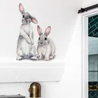 30x40 см мультяшный стикер на стену в виде кролика зайчика наклейки для детской комнаты, спальни, гостиной, украшения для дома, пасхальный декор, наклейка на окно