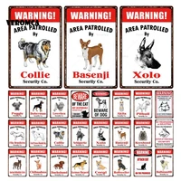 warning dogs tin sign vintage metal sign retro plates plaque sign metal wall decor wall poster for garden home desk decoration