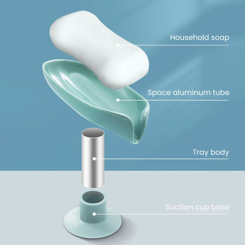 

Drain Leaf-shaped Soap Dish Punch-free Vertical Soap Holder Bathroom Shower Soap Box Storage Plate Accessories for Home Balcony