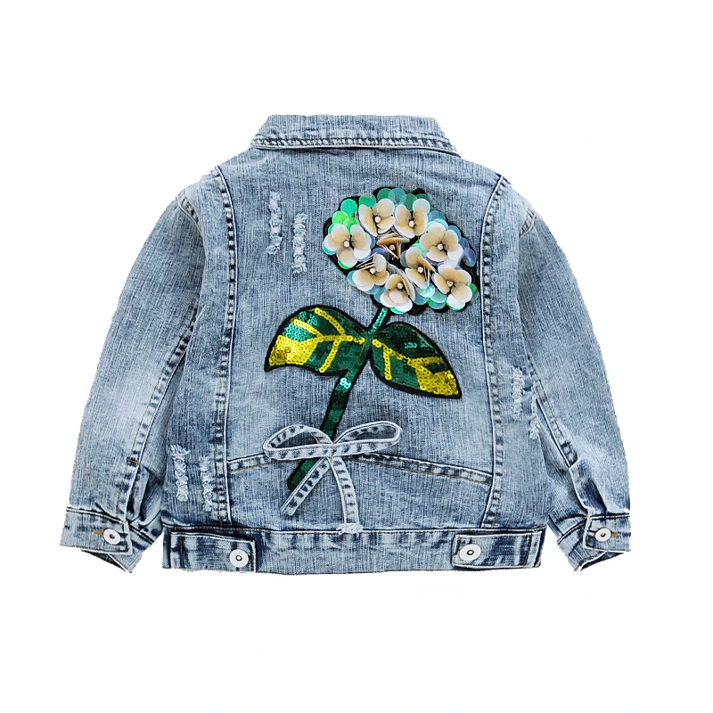 

toddler girl fashion denim jacket lovely flower jeans coat jacket for 3-12years girls kid child jacket denim jeans clothes