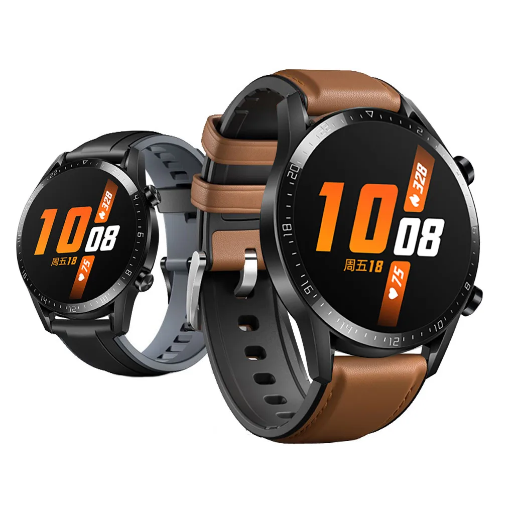 Кожаный сменный + Силиконовый ремешок для часов Huawei часы GT2 46 мм модный ремень