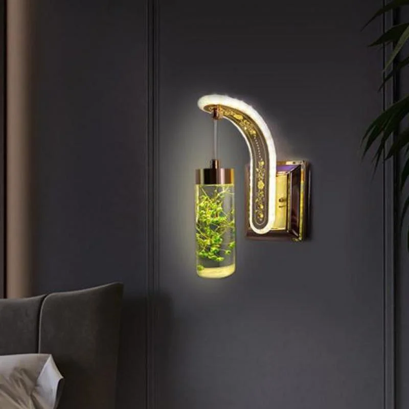 Led wall lamp luxury mirror crystal decorative flower and dimming for bedroom. | Освещение