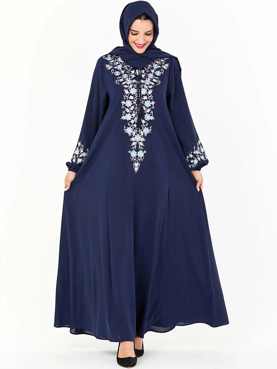 BNSQ женское мусульманское платье одежда женщин мусульманских стран Jilbab вышивка, Макси-платье плюс размер Турция Кафтан марокканский индонезийский пакистанский