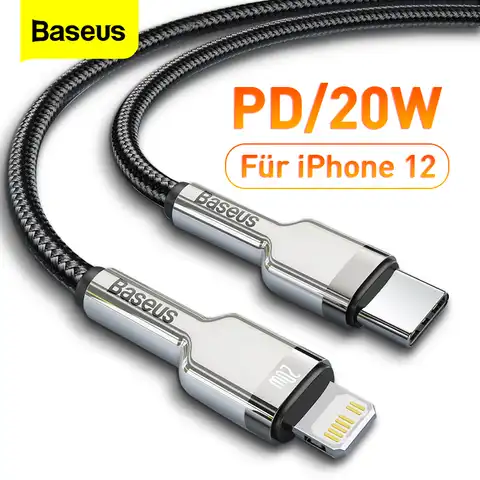 Кабель Baseus PD 20 Вт USB Type-C для iPhone 12 11 Pro Max X Xr Xs 18 Вт, зарядное устройство для быстрой зарядки, USB-кабель для iPad, кабель передачи данных Type-C