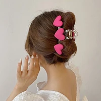 new korea heart shape acrylic hair claws crab large pearl claw clips for woman girls bath barrette lady fashion headdress gifts