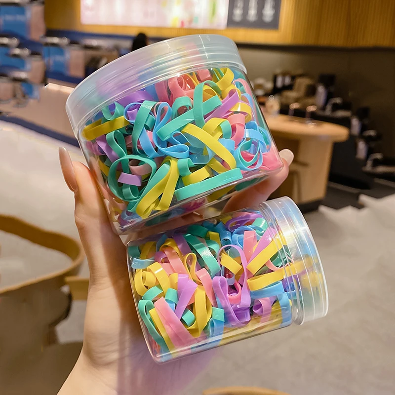 

150/350 Pcs/set New Girls Colorful Disposable Elastic Rubber Band Sweet Hair Bands Children Durable Hair Rope With Box Headdress