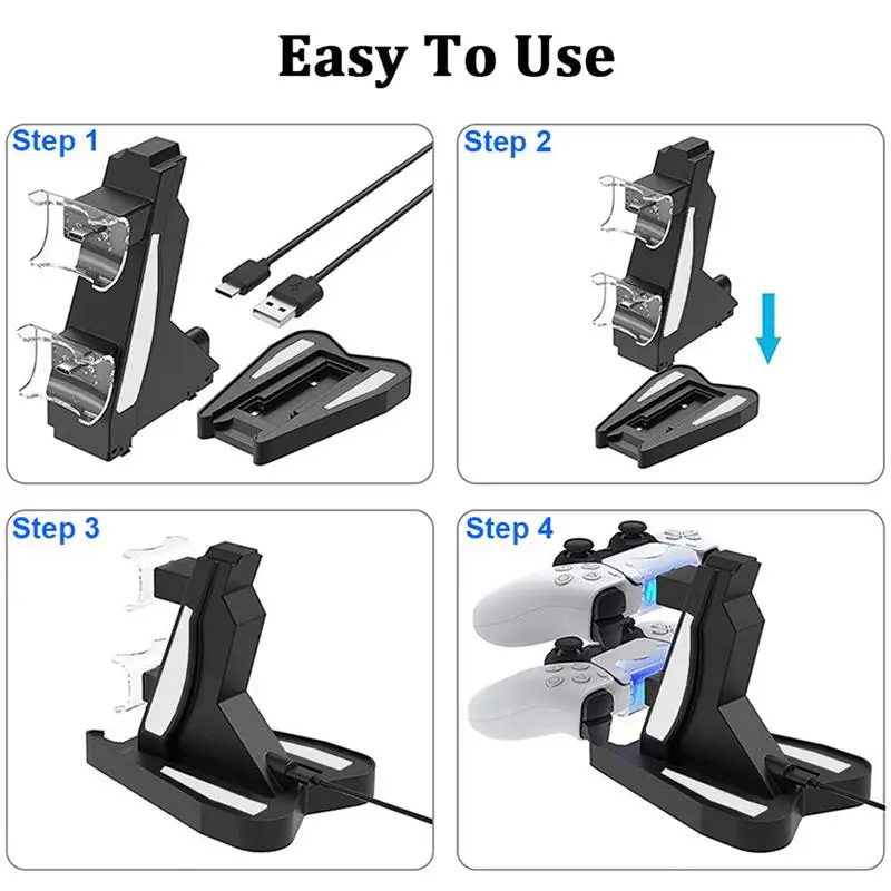 

2 Colors Dual Charging Docking Station Stand Fast Charging Station&LED Indicator for Sony Play Station 5 PS5 Wireless Controller
