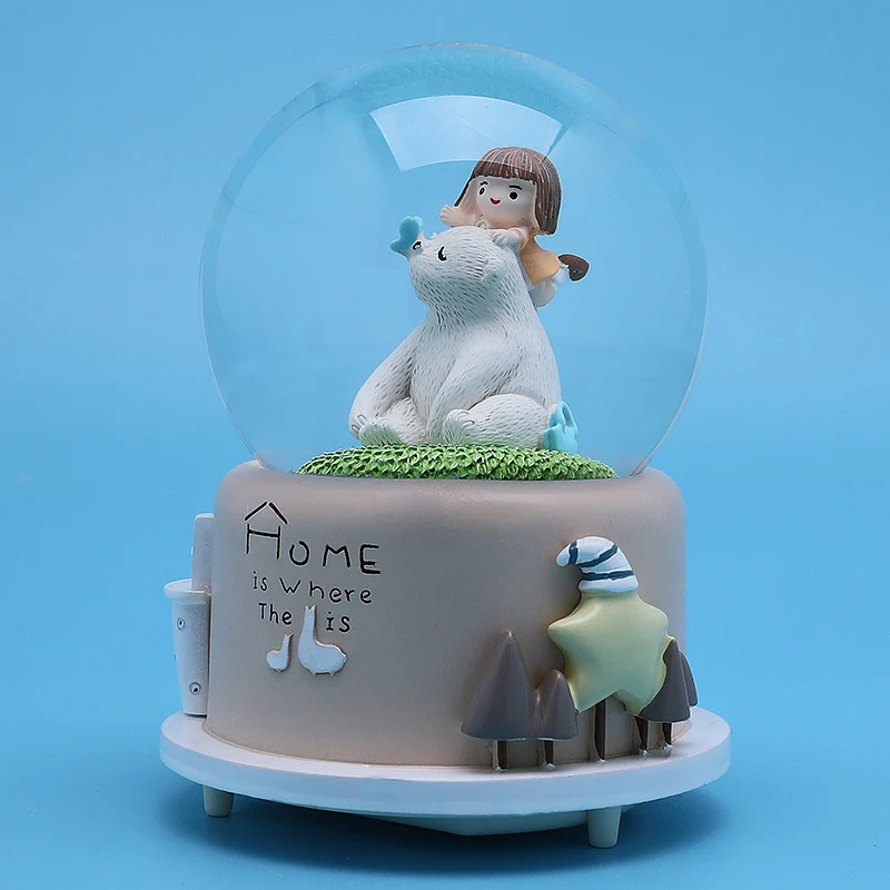 Милый замок с маленькой девочкой белый медведь украшение для дома хрустальный