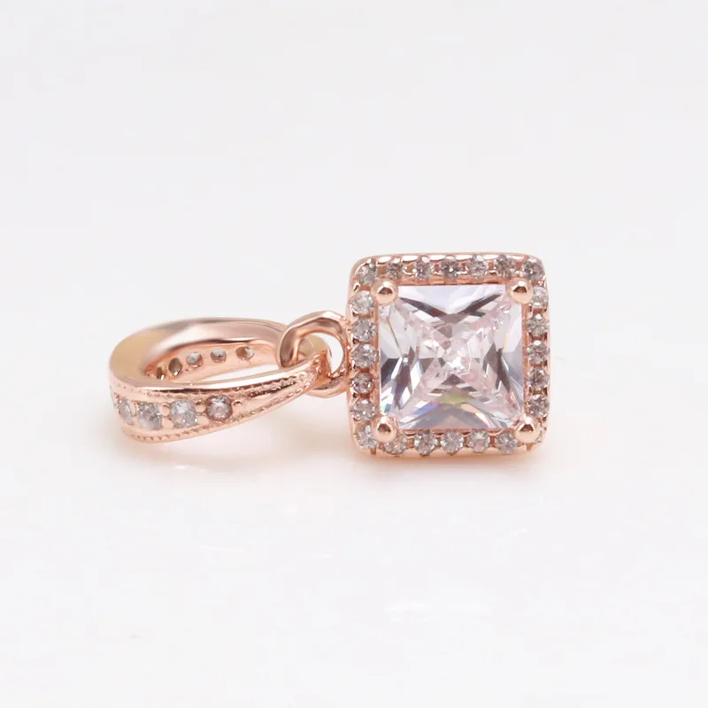 

Authentic 925 Sterling Silver Charm Creative Rose Gold Square Fashion Pendant Fit Pandora Women Bracelet & Necklace Diy Jewelry