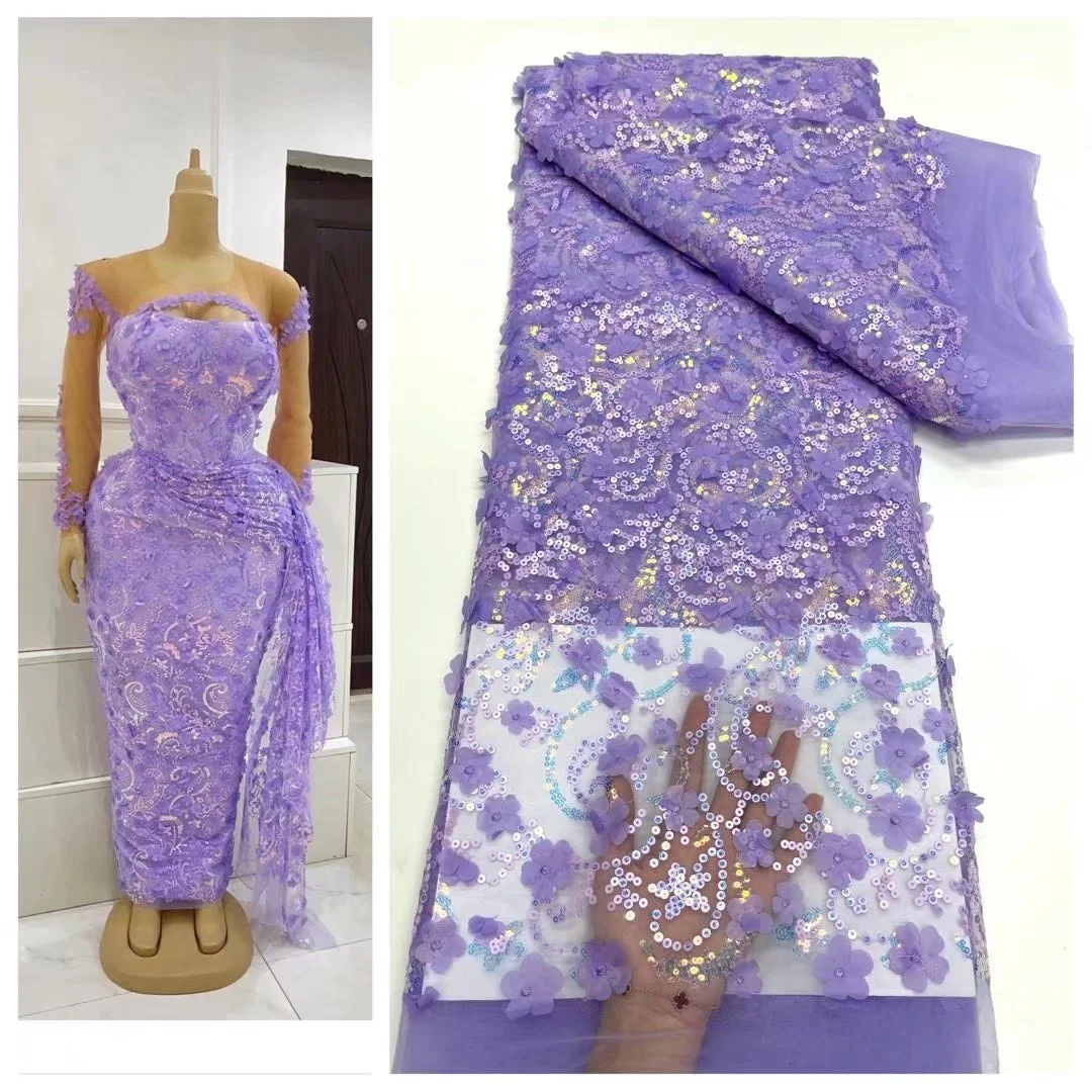 

Африканская белая кружевная ткань с блестками 2021 фиолетовая Высококачественная кружевная французская Тюль нигерийские кружевные ткани дл...