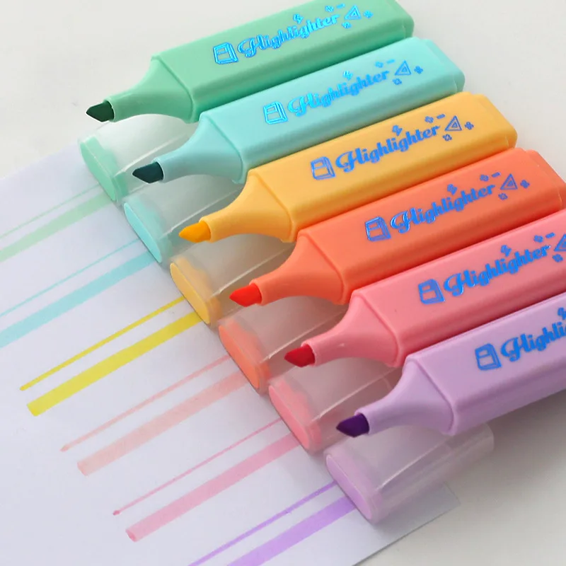 

1PC Highlighter Pastel Series Ins Style Creative Handbook Student Marker Pen Students Painting Supplies 12x2.5cm