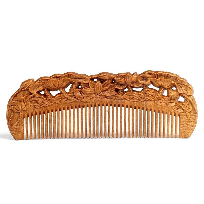 

1PC Natural Green Sandalwood Comb All Fine Tooth No-Static Head Massage Hair Brush Health Care for Hair and Head