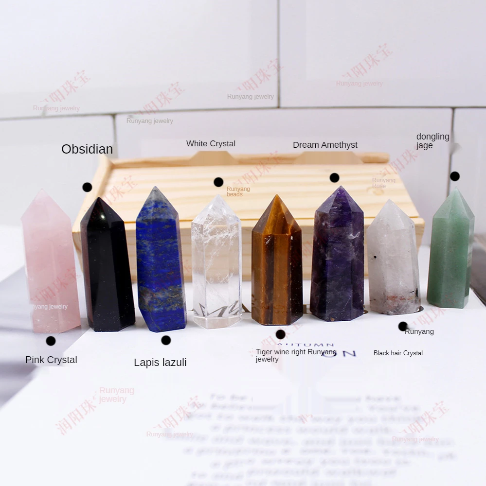 

8pcs/set Natural crystal Single Point Healing Crystal Wand 6 Faceted Reiki Chakra Stones Crystal Healing Prism for Reiki gifts