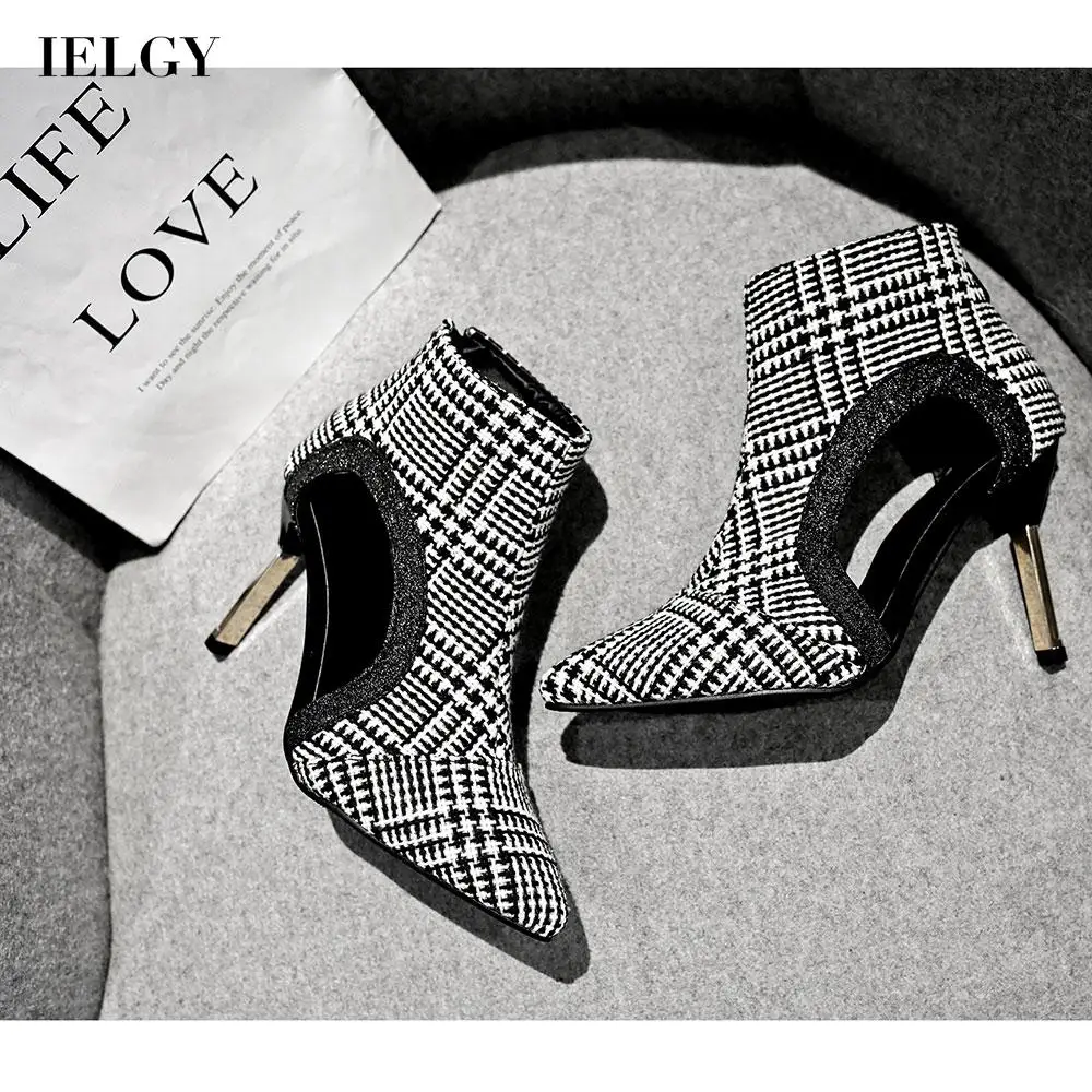 

IELGY comfortable solid color stiletto leather pointed toe Women's sandals zipper large size all-match high heels